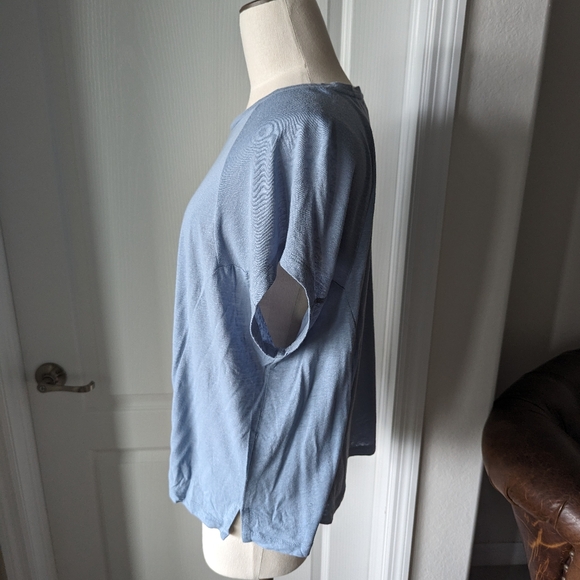 J.Jill Baby Blue Linen Blend Short Sleeve Tee - Picture 2 of 5